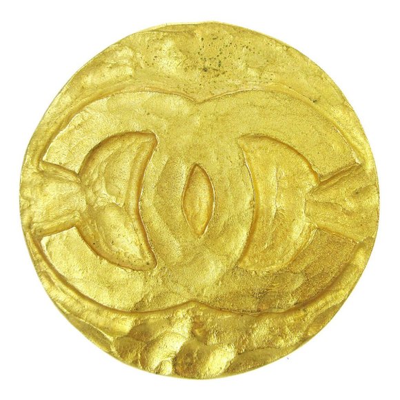 Authentic CHANEL CC Logos Medallion Motif Brooch Pin Corsage Gold-Tone 94P - Picture 1 of 5